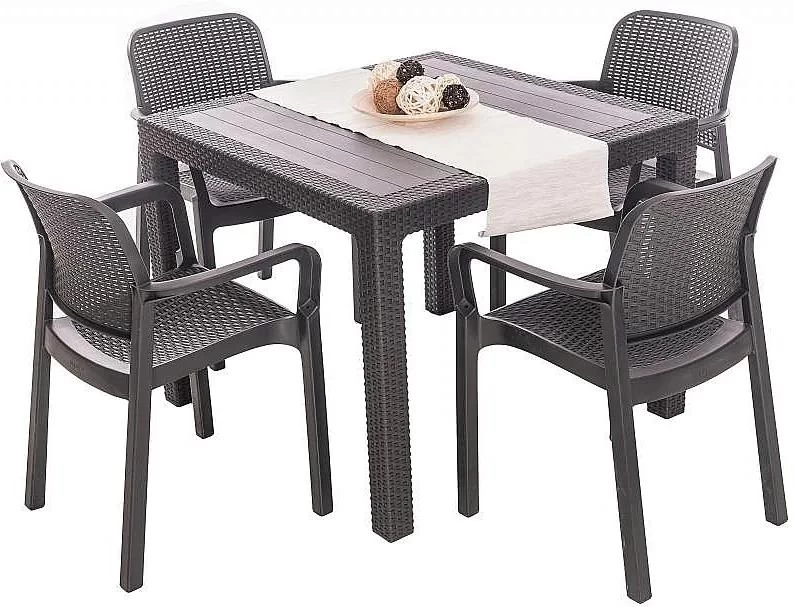 Deokork Záhradná ratanová zostava KARA MINI 1+4 (antracit)