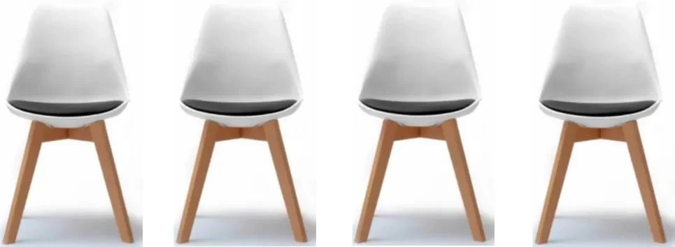 Bestent Jedálenské stoličky 4ks bielo-čierne škandinávsky štýl Basic